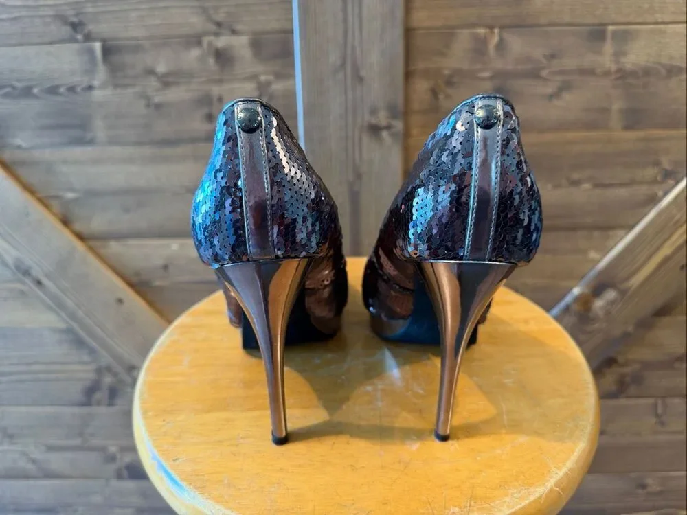 Michael Kors Women’s Sequin Platform Stiletto Pumps Size 6.5 Evening Party Heels